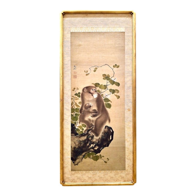 Japanese Maternal Macaque Painting by Mori Sosen (1747-1821) For Sale