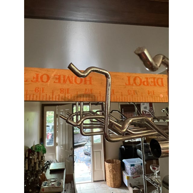 Vintage Mid-Century Modern Italian Murano Glass Triedi Venini Chandelier in Silver Chrome For Sale - Image 10 of 12