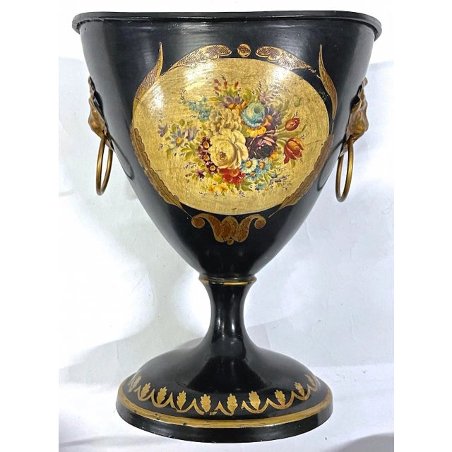 Vintage Italian Tole Floral Chestnut Urn For Sale In Atlanta - Image 6 of 11