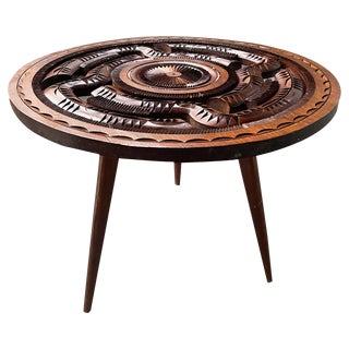 Coffee Table in Chiseled Wood, 1960s For Sale