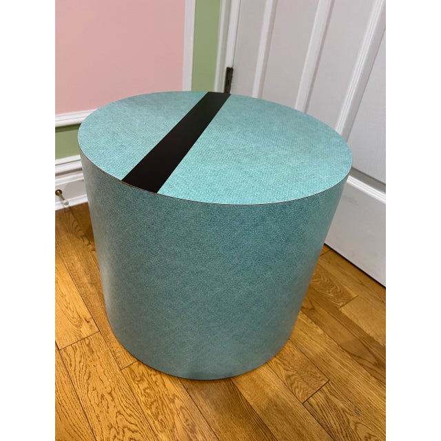Wood 1980 Teal Blue Formica Medium Tall Pedestal For Sale - Image 7 of 7
