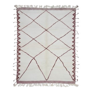 Moroccan Beni Ourain Wool Rug - 11.6 X 8.8 Ft For Sale