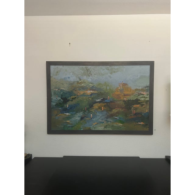 Elevate your space with this captivating, large-scale original oil painting by contemporary Syrian-Kurdish artist Jajan...