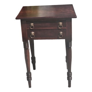 Antique 1840s Sheraton Work Table Lamp Table Nightstand For Sale
