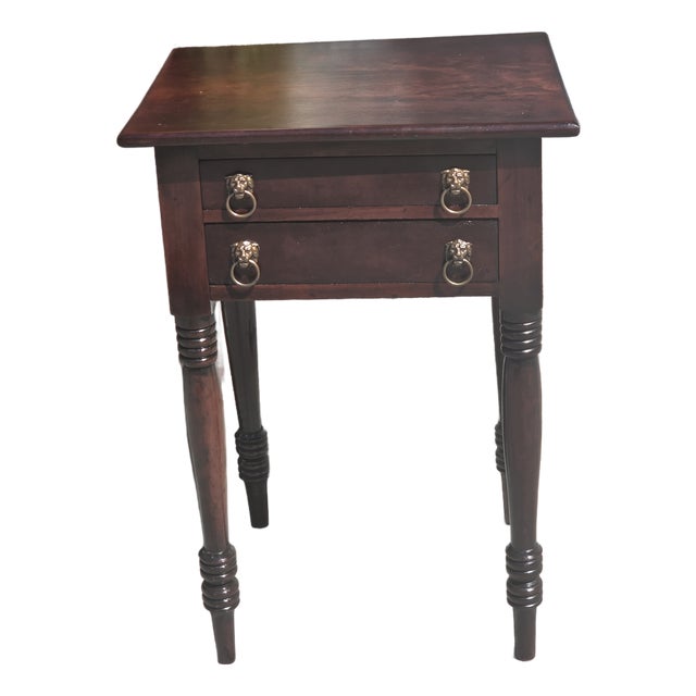 Antique 1840s Sheraton Work Table Lamp Table Nightstand For Sale