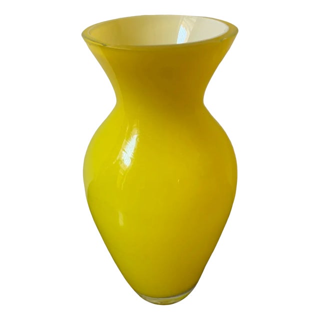 Mid-Century Vase in Yellow Glass For Sale