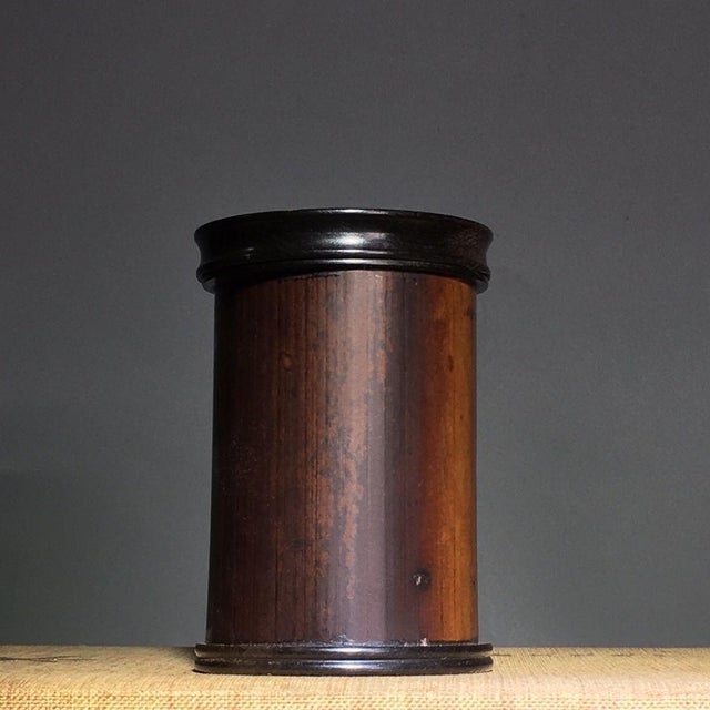 Vintage Chinese Carved Bamboo Tea Canister With Lotus Motif - Scholar's Object For Sale In Los Angeles - Image 6 of 6