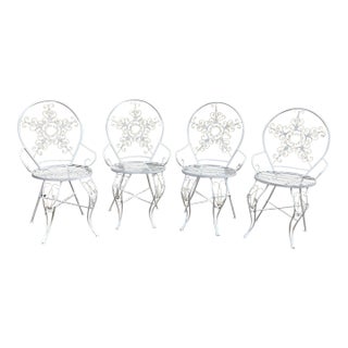 Ornate Iron Garden Arm Chairs - Set of 4 For Sale