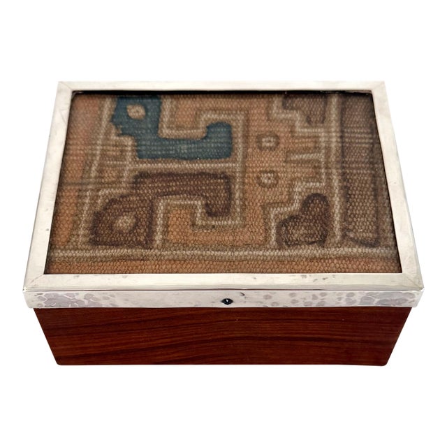Peruvian Artisan Box With Pre-Columbian Textile Fragment For Sale