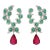 10.04 Ct Emerald & Diamond 14k Solid Gold Paisley Earrings With Dangling Ruby- A Pair For Sale