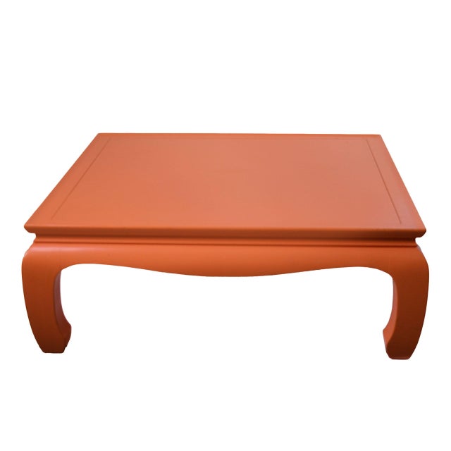 Asian Vintage Orange Ming Style Coffee Table For Sale - Image 3 of 4