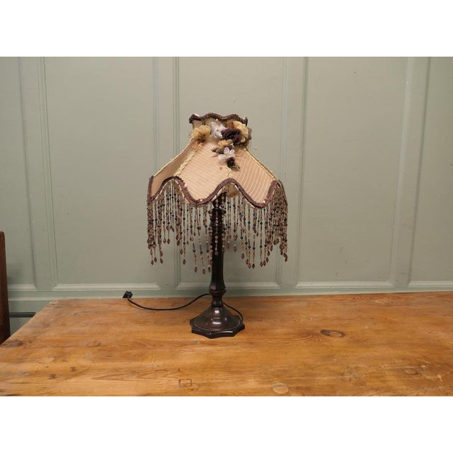 Plastic Tall Art Deco Bakelite Table Lamp with Beaded Shade, 1930 For Sale - Image 7 of 8