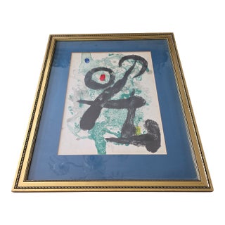 Vintage Mid Century Modern Abstract Lithograph Attributed Miro For Sale