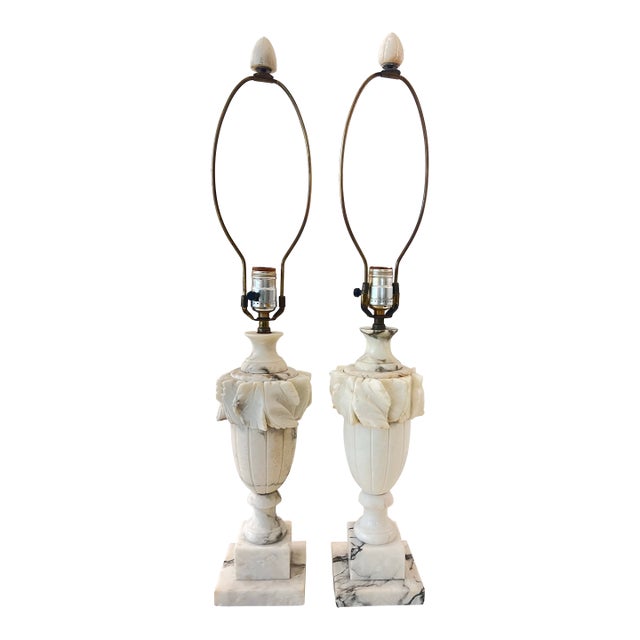 Antique Marble Lamps - a Pair For Sale