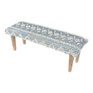 Anaya Recycled Indigo Denim Handwoven Bench For Sale