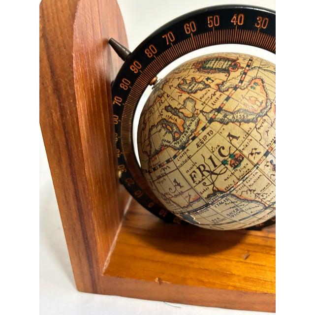 Midcentury Wooden Rotating Globe Bookends—A Pair For Sale In Oklahoma City - Image 6 of 9