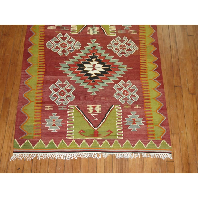 Contemporary Vintage Turkish Kilim Throw Piece - 3'11" x 5'1" For Sale - Image 3 of 5