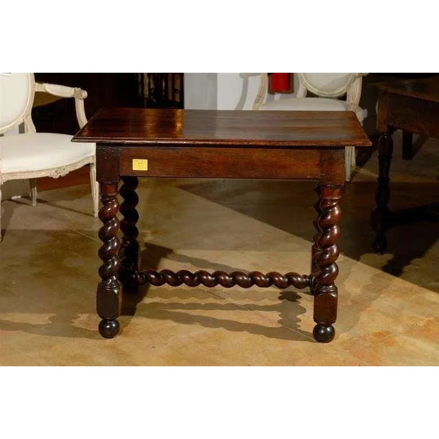 17th Century French Walnut Side Table with Single Drawer and Barley-Twist Base For Sale In Atlanta - Image 6 of 11