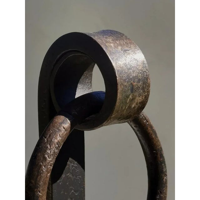 Brutalist Wrought Iron Andirons, France, 1950, Set of 2 For Sale - Image 7 of 10