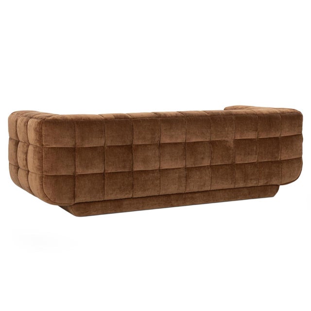Milk Chocolate Velvet Tufted Sofa For Sale - Image 4 of 7