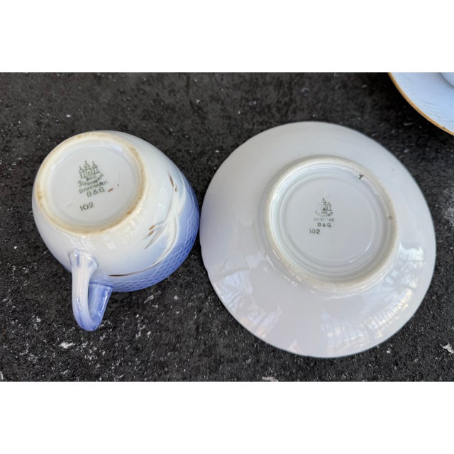 1970s 1970s Bing Grondalh B&g Seagull Tea Cups and Saucers Denmark Copenhagen, Eight Pieces For Sale - Image 5 of 5
