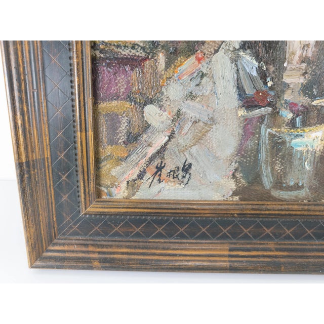 Late 20th Century Asian Impressionist Street Scene Painting For Sale - Image 9 of 13