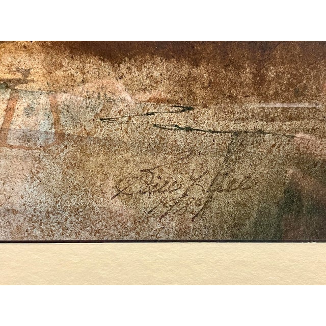 Realism 1989 Vintage Original Watermill Watercolor Painting Signed and Framed For Sale - Image 3 of 6