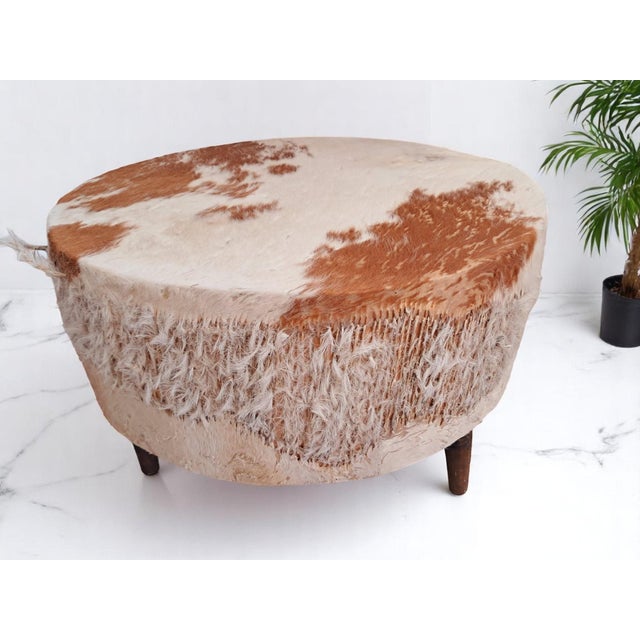 Vintage African Drum Coffee Table Cowhide Table Glass Top Large, 1960s For Sale - Image 9 of 17