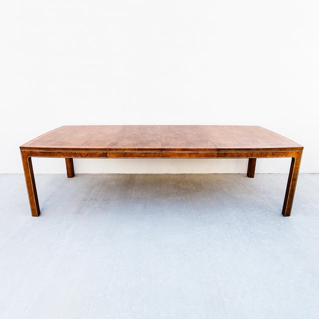 Vintage Expandable Walnut & Burl Dining Table With Gilded Trim Attributed to Mastercraft For Sale - Image 12 of 16