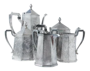 Late 1800s English Silver Plate Coffee & Tea Serving Set- 5 Pieces