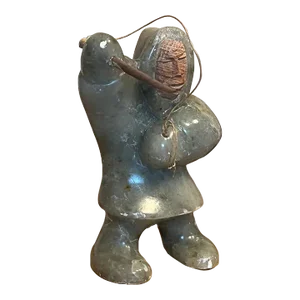 1970s Indigenous Hunter Pnw Carved Stone Art Figurine