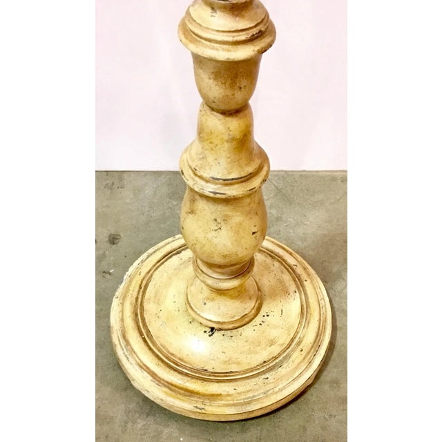Italian Transitional Carved Wood Cream Italian Floor Lamp For Sale - Image 3 of 5