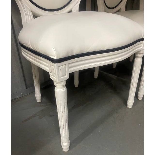 Custom Leather Louis XVI Dining Chairs, Set of 8 For Sale - Image 9 of 11