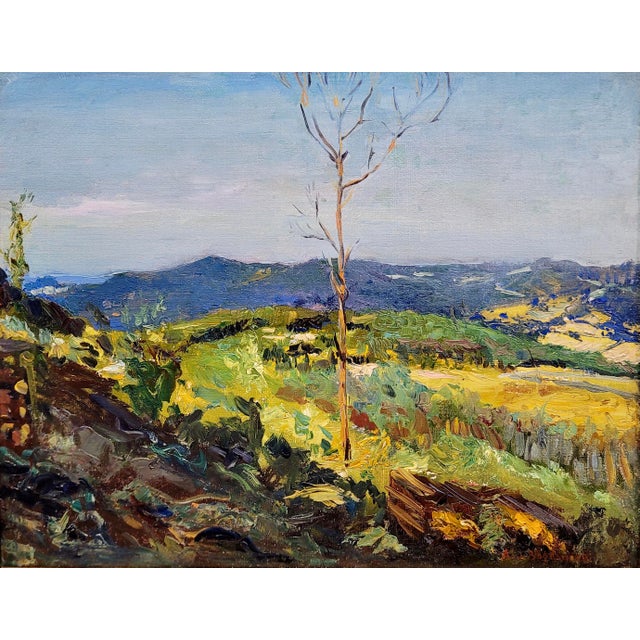 Impressionist Abraham Bogdanove -The Lone Tree in a New England Landscape-1920s Oil Painting For Sale - Image 3 of 11