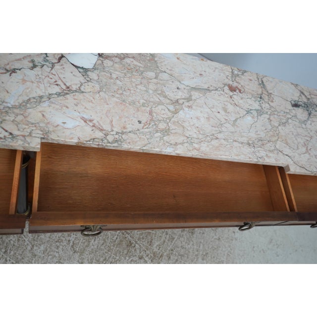 John Widdicomb Vintage Walnut Marble Top French Empire Console For Sale In Philadelphia - Image 6 of 17
