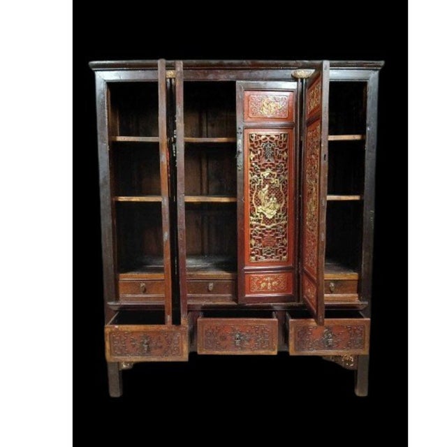 19th century china: red lacquer and gilded cabinet dating from the qing dynasty 19th century china: red lacquer and gilded...