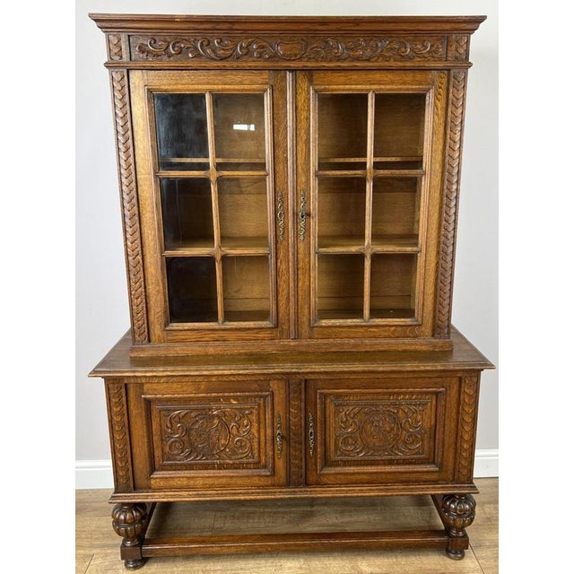 Vintage French Oak Glazed Display Cabinet For Sale - Image 14 of 14