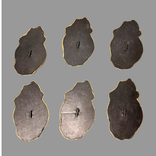 Early 20th Century Ornate Antique Victorian Pressed Brass Floral Decorated Curtain Tiebacks- Set of 6 For Sale - Image 5 of 7