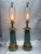 Mid 20th Century Hollywood Regency Turquoise Ceramic & Brass Column Lamps - A Pair For Sale - Image 4 of 12