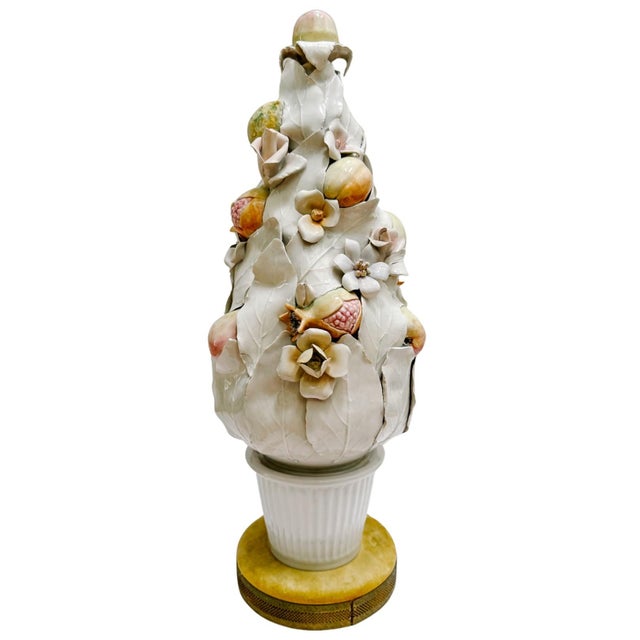 Ardalt Mid-Century Italian Porcelain Pastel Fruit Topiaries & Table Lamp Conversions by Ardalt For Sale - Image 4 of 18