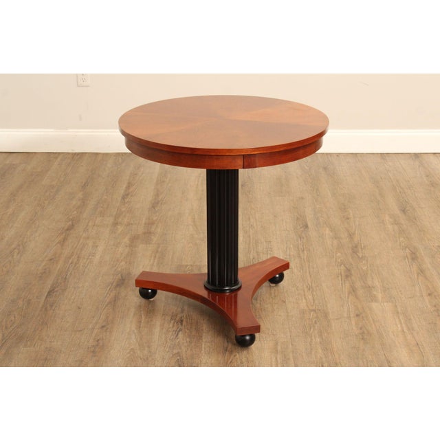 Ethan Allen Medallion Collection Round Cherry Pedestal Side Table For Sale - Image 15 of 18