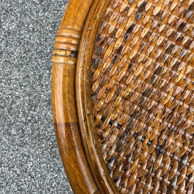 Bulbous 1970s Rattan 2 Tier 36" Plant Stand For Sale - Image 10 of 11