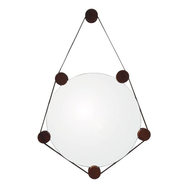 Italian Rosewood Mirror and Leather by Edoardo Paoli for Arform, 1959 For Sale