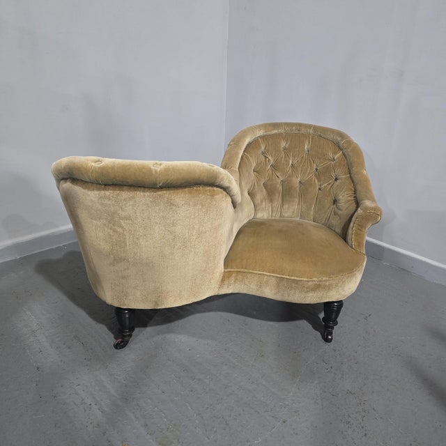Beige Victorian Conversation Sofa, 1880s For Sale - Image 8 of 14