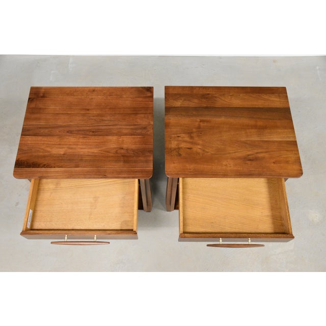 1960s Refinished Walnut Nightstands by Davis - A Pair For Sale - Image 9 of 10