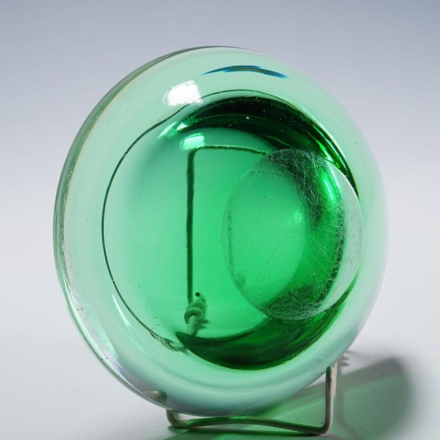 Glass Archimede Seguso Geode Bowl in Green, Murano Italy ca.1960s For Sale - Image 7 of 7