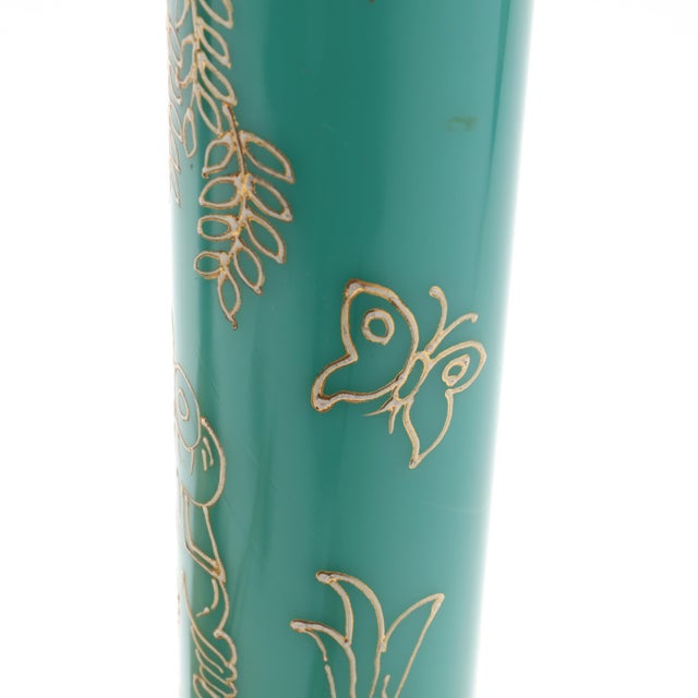 Chinoiserie Mid 20th Century Pair of Gilt Opaline Table Lamps For Sale - Image 3 of 5