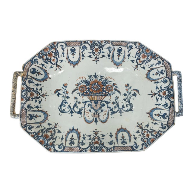 18th Century French Cashmire Palette Faience Platter For Sale