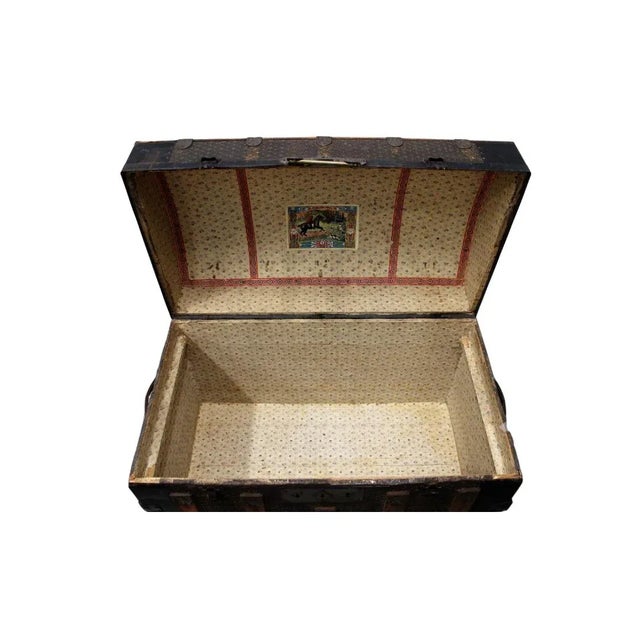 Early 20th Century Dome Top Trunk With Embossed Metal Star Design For Sale In San Francisco - Image 6 of 8