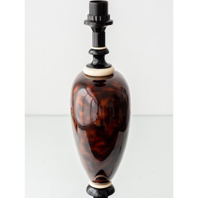 Faux Tortoiseshell Glazed Ceramic Table Lamp, France, 1970s For Sale - Image 9 of 18